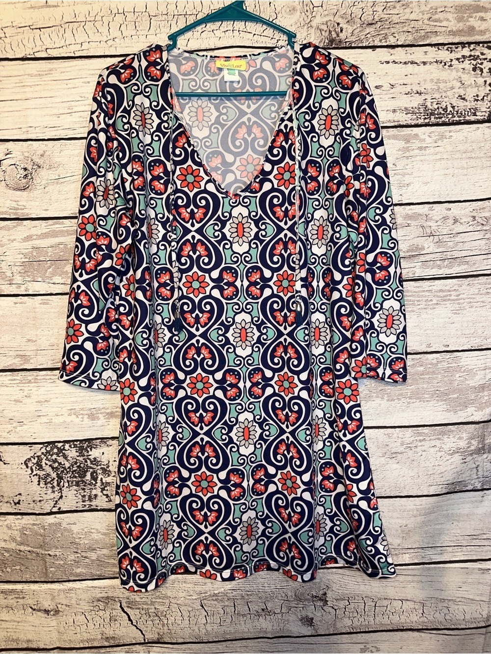 Viv & Lou Medallion Print Tassel Tunic Dress S/M